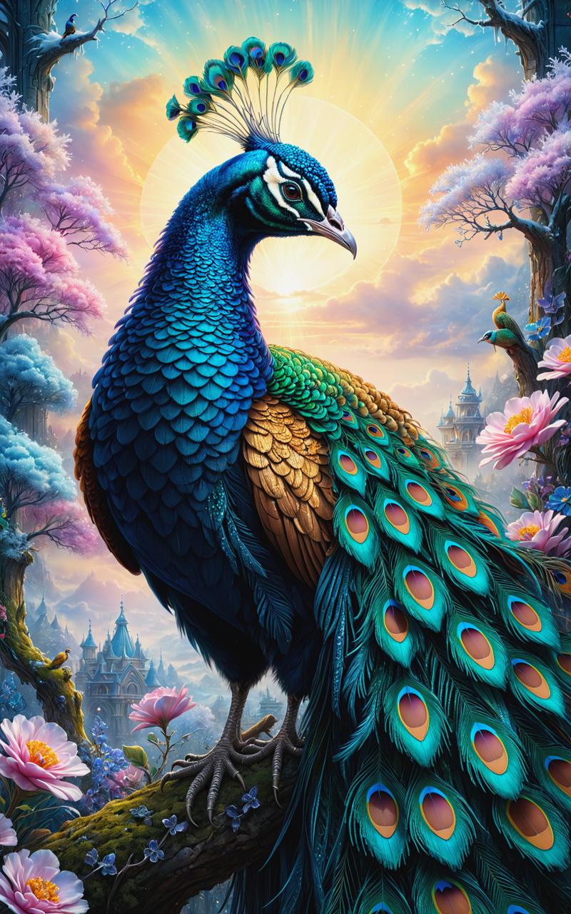 10405-3266809983-olpntng style, 3d, hyperdetailed and intricated fantasy peacock, hoarfrost plumage, hyperdetailed surreal background with flower.png